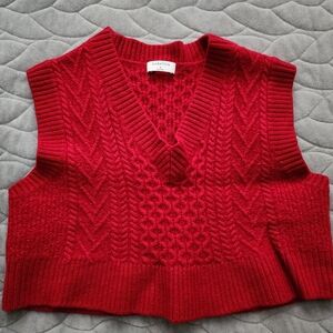Babaton Red Cable Knit Sweater Vest